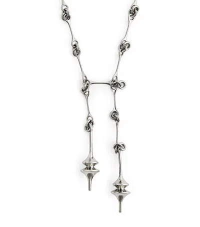 Max Mara Double Pendant Necklace In Metallic