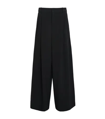 Max Mara Double-pleat Wide-leg Trousers In Black