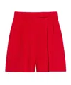 Max Mara Double-pleated Wool Shorts In Red