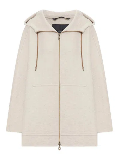 Max Mara Double Pure Cashmere Sweatshirt Coat In Neutral