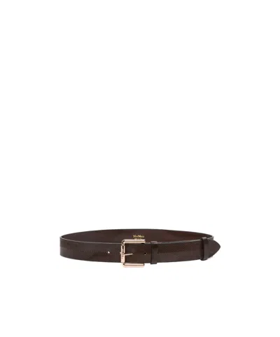 Max Mara Double Ring Belt In Dark Brown