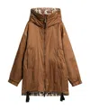 Max Mara Double-sided Down Jacket With Logo In Brown