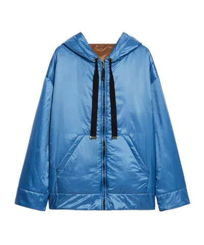 Max Mara Double-sided Hooded Cotton Suit In Blue