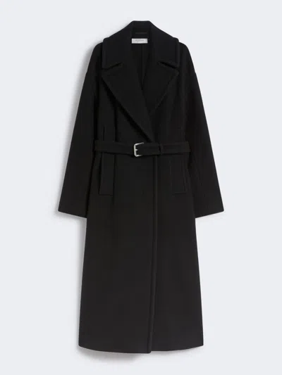 Max Mara Double-sided Pure Wool Coat In Black
