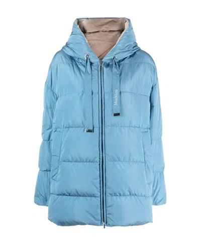 Max Mara Blue The Cube Taffy Reversible Down Jacket In Azzurro