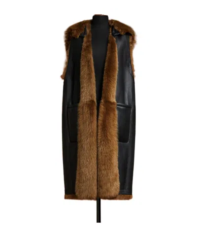Max Mara Double-sided Wool Vest Coat In Black