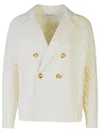 Max Mara Micio Double-breasted Cable-knit Wool And Cashmere-blend Jacket In White