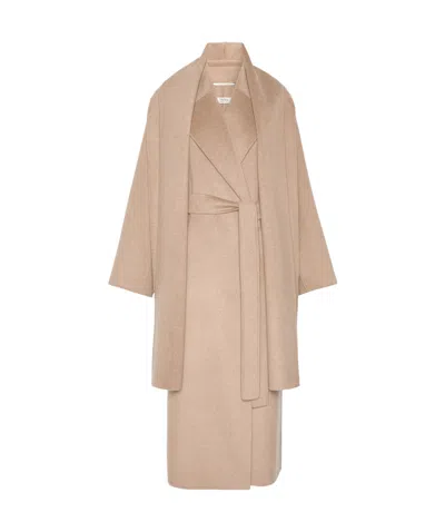Max Mara Double Wool And Cashmere Robe Coat In Neutral