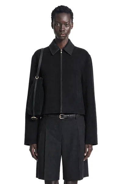 Max Mara Double Wool Cashmere And Silk Jacket In Black