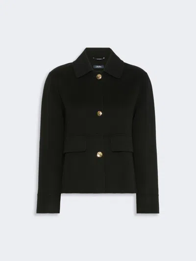 Max Mara Double Wool Cropped Jacket In Black