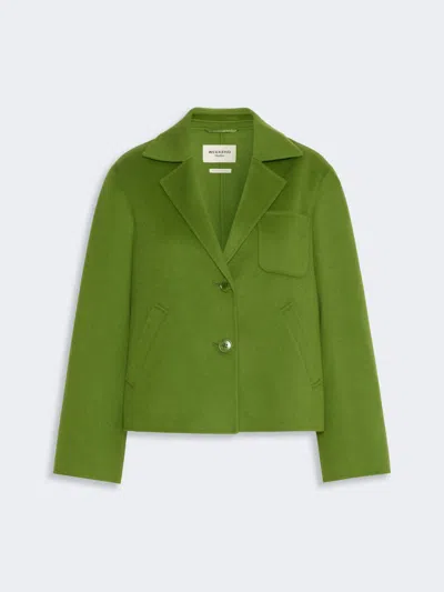 Max Mara Double Wool Cropped Jacket In Green