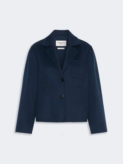 Max Mara Double Wool Cropped Jacket In Ultramarine