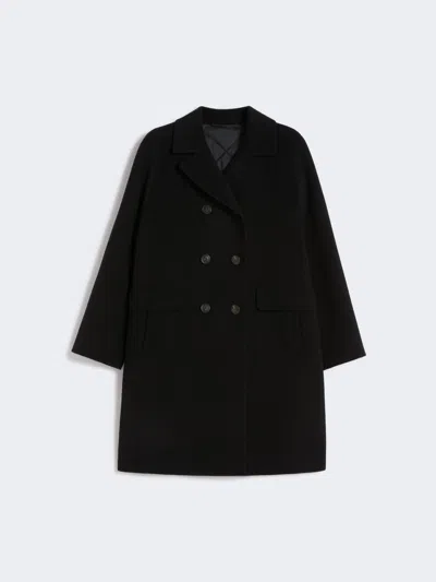 Max Mara Double Wool Drap Coat In Black