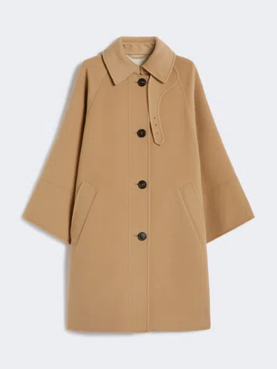 Max Mara Double Wool Drap Coat In Brown