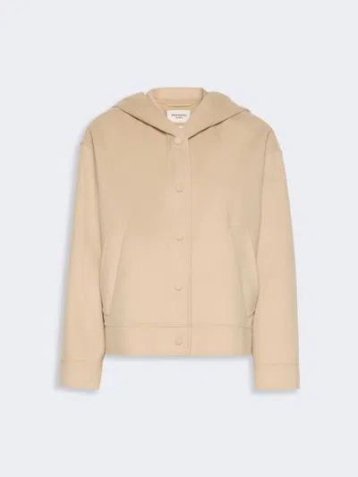 Max Mara Double Wool Hooded Jacket In Animal Print