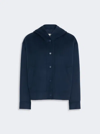 Max Mara Double Wool Hooded Jacket In Ultramarine