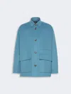 Max Mara Double Wool Jacket In Light Blue