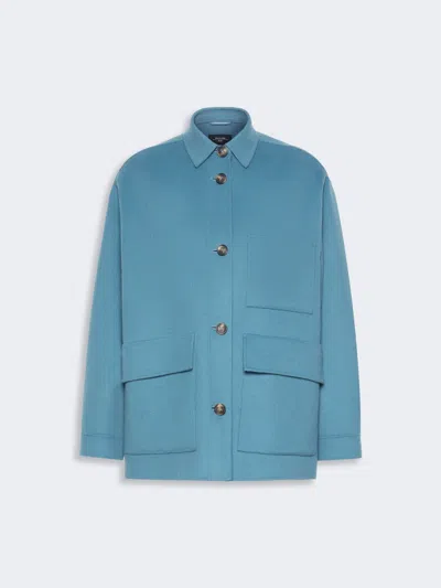 Max Mara Double Wool Jacket In Light Blue