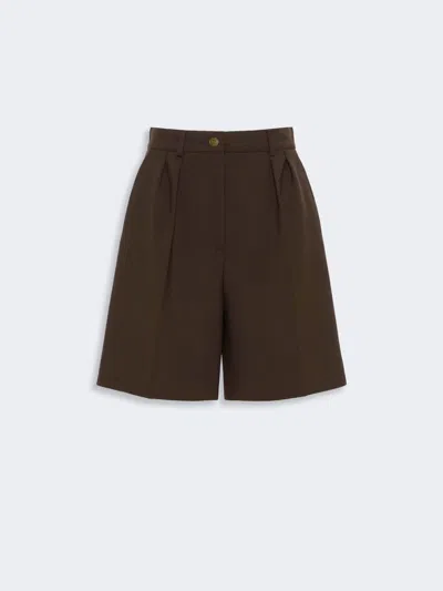 Max Mara Double Woollen Cloth Bermuda Shorts In Brown