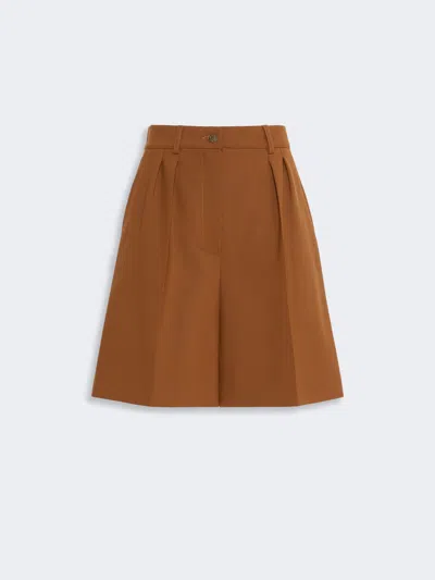 Max Mara Double Woollen Cloth Bermuda Shorts In Tobacco
