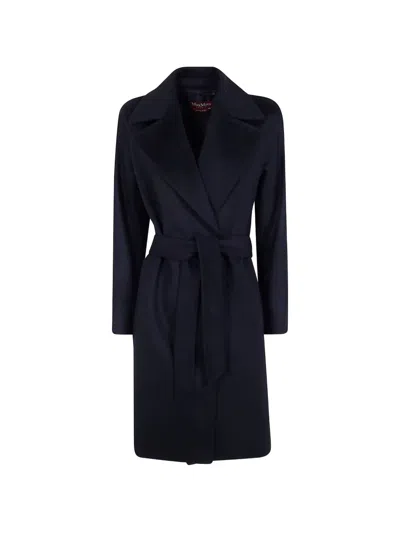 Max Mara Double-breasted Belted Coat In Black