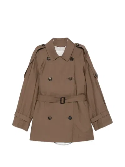 Max Mara Double-breasted Belted Coat In Brown