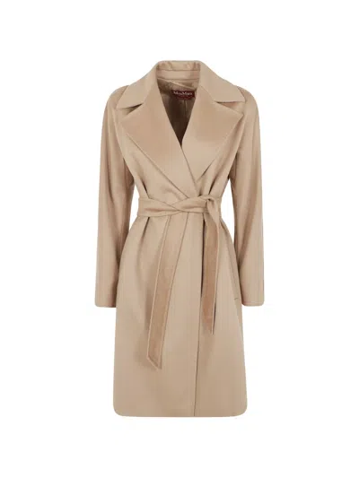Max Mara Double-breasted Belted Coat In Brown