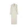 Max Mara Double-breasted Linen Drill Overcoat In Neutral