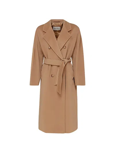 Max Mara Double-breasted Belted Coat In Brown