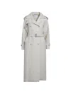 Max Mara Sand-coloured Double-breasted Duster Coat In Linen Drill In White