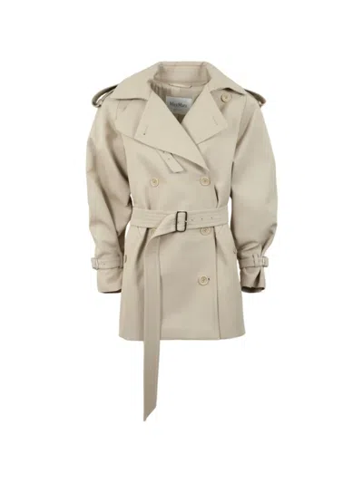 Max Mara Double-breasted Belted Jacket In Neutral
