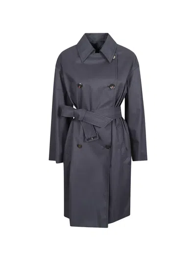 Max Mara Double-breasted Belted Trench Coat In Animal Print