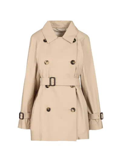 Max Mara Double-breasted Belted Trench Coat In Neutral