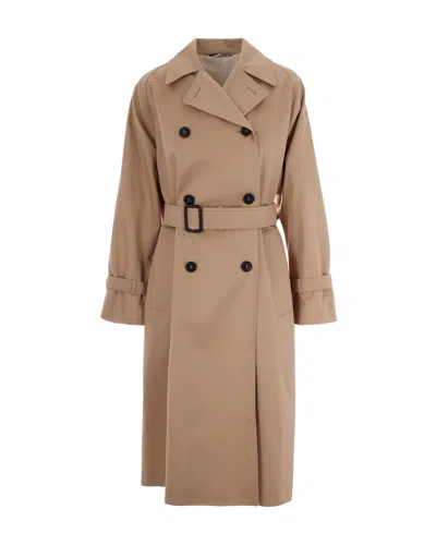 Max Mara Double-breasted Belted Trench Coat In Brown