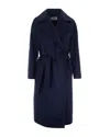 Max Mara Double-breasted Belted Wool Coat In Blu Cobalto