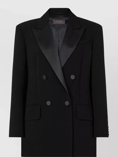 Max Mara Double-breasted Garza Blazer In Lightweight Cady In Black