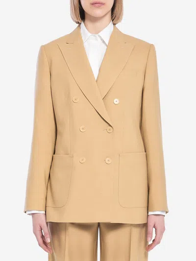 Max Mara Doublebreasted Blazer In Beige