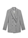 Max Mara Tailored Double-breasted Jacket Featuring Back Vent In Gray