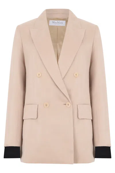 Max Mara Double-breasted Blazer In Silk In Pink