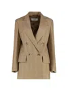 Max Mara Linen Jacket With Lapel Collar And Pockets In Brown