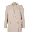 Max Mara Double-breasted Wool Blend Blazer In Neutral