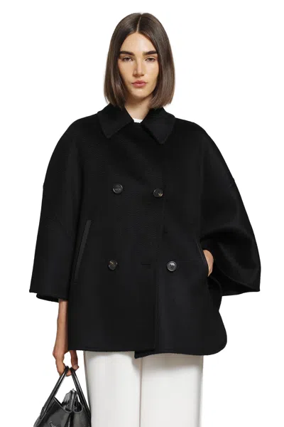 Max Mara Double-breasted Cape In Black