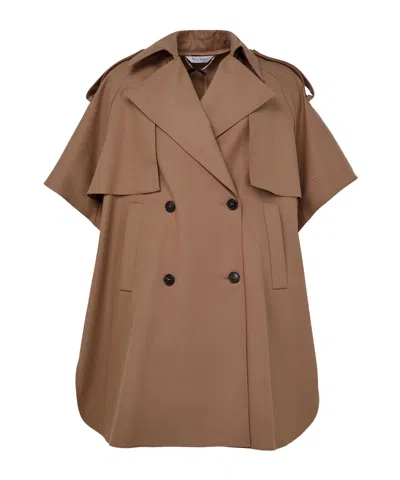 Max Mara Double-breasted Cape In Brown