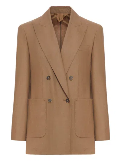 Max Mara Double-breasted Cashmere Jacket In Brown