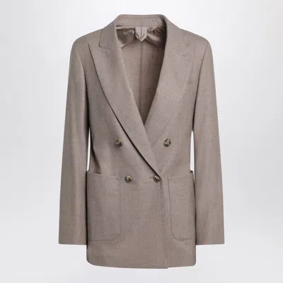 Max Mara Double-breasted Cashmere Jacket In Dove Color In Neutral