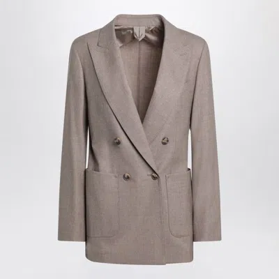 Max Mara Double-breasted Cashmere Jacket In Dove Color In Neutral