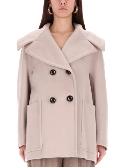 Max Mara Double-breasted Cashmere Jacket In Neutral