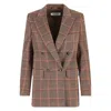 Max Mara Double-breasted Check Blazer In Brown