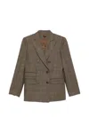 Max Mara Double-breasted Checked Blazer In Brown