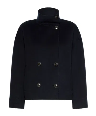 Max Mara Double-breasted Coat In Blue